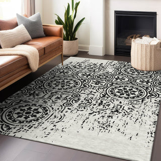 Piper Looms Mayfield Medallions AMF758 Black Machine Washable Area Rug Lifestyle Image Feature