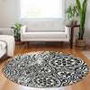 Piper Looms Mayfield Medallions AMF758 Black Machine Washable Area Rug Round Lifestyle Image Feature
