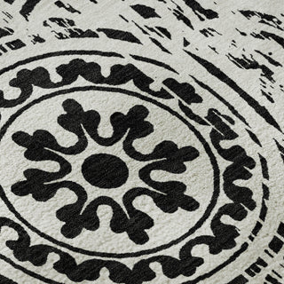 Piper Looms Mayfield Medallions AMF758 Black Machine Washable Area Rug Swatch Image
