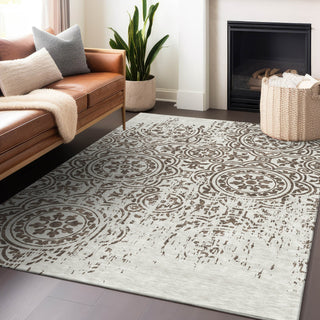 Piper Looms Mayfield Medallions AMF758 Chocolate Machine Washable Area Rug Lifestyle Image Feature