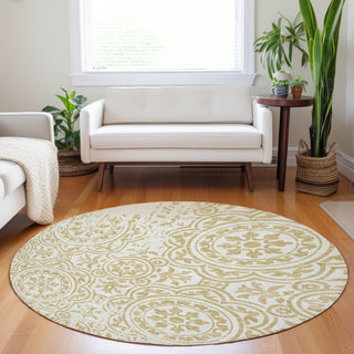 Piper Looms Mayfield Medallions AMF758 Gold Machine Washable Area Rug Round Lifestyle Image Feature