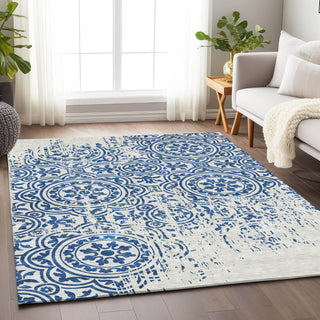 Piper Looms Mayfield Medallions AMF758 Navy Machine Washable Area Rug Lifestyle Image Feature
