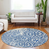 Piper Looms Mayfield Medallions AMF758 Navy Machine Washable Area Rug Round Lifestyle Image Feature