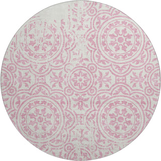 Piper Looms Mayfield Medallions AMF758 Pink Machine Washable Area Rug Round Main Image