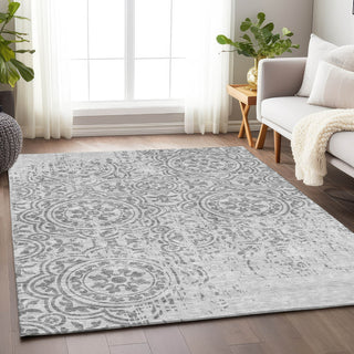 Piper Looms Mayfield Medallions AMF758 Silver Machine Washable Area Rug Lifestyle Image Feature