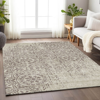Piper Looms Mayfield Medallions AMF758 Taupe Machine Washable Area Rug Lifestyle Image Feature