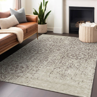 Piper Looms Mayfield Medallions AMF758 Taupe Machine Washable Area Rug Lifestyle Image Feature