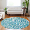 Piper Looms Mayfield Medallions AMF758 Teal Machine Washable Area Rug Round Lifestyle Image Feature