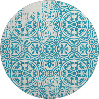 Piper Looms Mayfield Medallions AMF758 Teal Machine Washable Area Rug Round Main Image