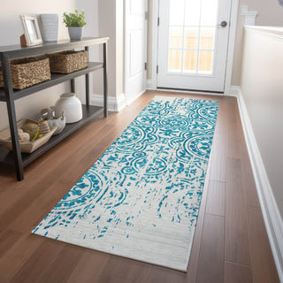 Piper Looms Mayfield Medallions AMF758 Teal Machine Washable Area Rug Runner Lifestyle Image Feature