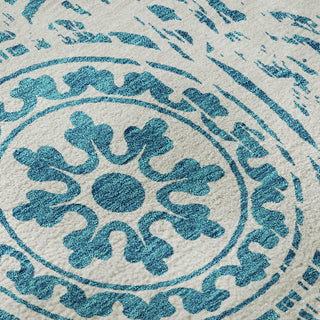 Piper Looms Mayfield Medallions AMF758 Teal Machine Washable Area Rug Swatch Image
