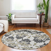 Piper Looms Mayfield Vintage AMF759 Black Machine Washable Area Rug Round Lifestyle Image Feature