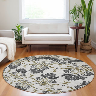 Piper Looms Mayfield Vintage AMF759 Black Machine Washable Area Rug Round Lifestyle Image Feature