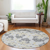 Piper Looms Mayfield Vintage AMF759 Charcoal Machine Washable Area Rug Round Lifestyle Image Feature