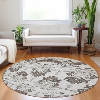 Piper Looms Mayfield Vintage AMF759 Chocolate Machine Washable Area Rug Round Lifestyle Image Feature