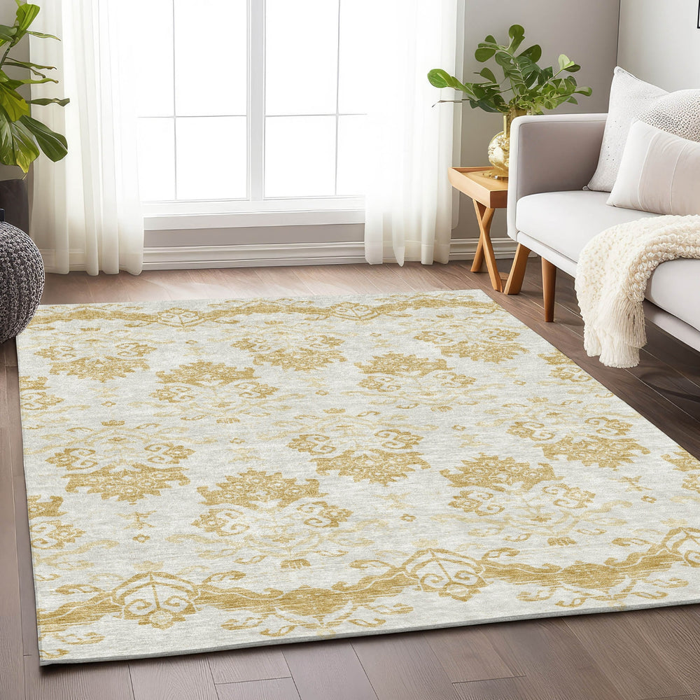 Piper Looms Mayfield Vintage AMF759 Gold Machine Washable Area Rug Lifestyle Image Feature