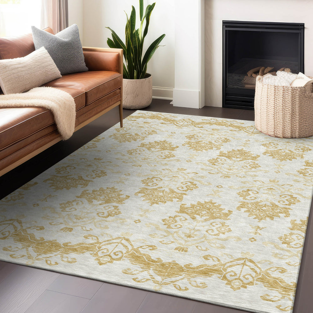 Piper Looms Mayfield Vintage AMF759 Gold Machine Washable Area Rug Lifestyle Image Feature
