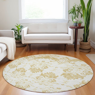 Piper Looms Mayfield Vintage AMF759 Gold Machine Washable Area Rug Round Lifestyle Image Feature