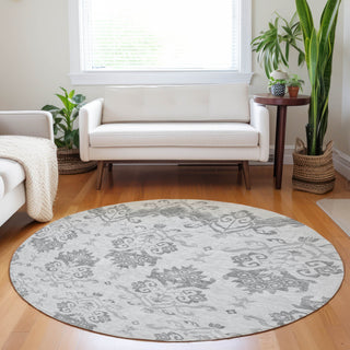 Piper Looms Mayfield Vintage AMF759 Graphite Machine Washable Area Rug Round Lifestyle Image Feature