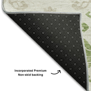 Piper Looms Mayfield Vintage AMF759 Green Machine Washable Area Rug Backing Image