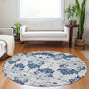 Piper Looms Mayfield Vintage AMF759 Navy Machine Washable Area Rug Round Lifestyle Image Feature