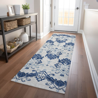 Piper Looms Mayfield Vintage AMF759 Navy Machine Washable Area Rug Runner Lifestyle Image Feature