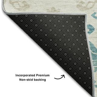 Piper Looms Mayfield Vintage AMF759 Teal Machine Washable Area Rug Backing Image