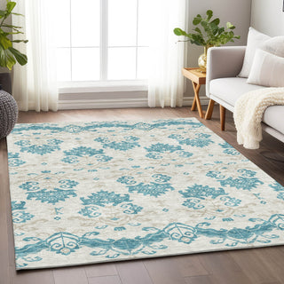 Piper Looms Mayfield Vintage AMF759 Teal Machine Washable Area Rug Lifestyle Image Feature