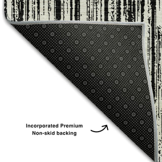 Piper Looms Mayfield Stripes AMF760 Black Machine Washable Area Rug Backing Image