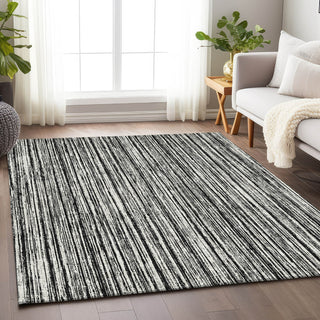 Piper Looms Mayfield Stripes AMF760 Black Machine Washable Area Rug Lifestyle Image Feature