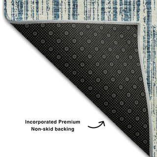 Piper Looms Mayfield Stripes AMF760 Blue Machine Washable Area Rug Backing Image