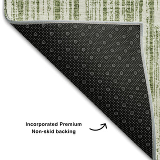 Piper Looms Mayfield Stripes AMF760 Green Machine Washable Area Rug Backing Image