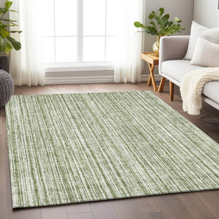 Piper Looms Mayfield Stripes AMF760 Green Machine Washable Area Rug Lifestyle Image Feature
