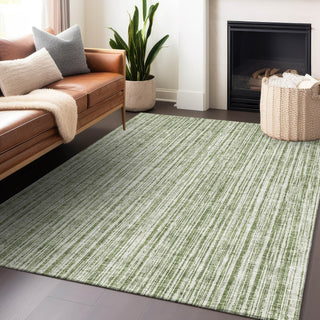 Piper Looms Mayfield Stripes AMF760 Green Machine Washable Area Rug Lifestyle Image Feature