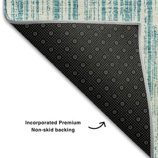 Piper Looms Mayfield Stripes AMF760 Teal Machine Washable Area Rug Backing Image