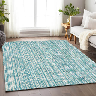 Piper Looms Mayfield Stripes AMF760 Teal Machine Washable Area Rug Lifestyle Image Feature