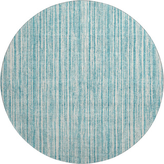 Piper Looms Mayfield Stripes AMF760 Teal Machine Washable Area Rug Round Main Image