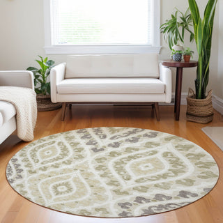 Piper Looms Mayfield Diamond AMF761 Beige Machine Washable Area Rug Round Lifestyle Image Feature