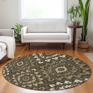 Piper Looms Mayfield Diamond AMF761 Fudge Machine Washable Area Rug Round Lifestyle Image Feature