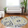 Piper Looms Mayfield Diamond AMF761 Gray Machine Washable Area Rug Round Lifestyle Image Feature