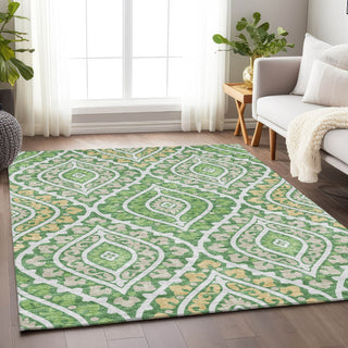 Piper Looms Mayfield Diamond AMF761 Green Machine Washable Area Rug Lifestyle Image Feature