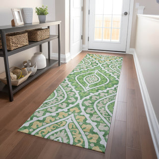 Piper Looms Mayfield Diamond AMF761 Green Machine Washable Area Rug Runner Lifestyle Image Feature