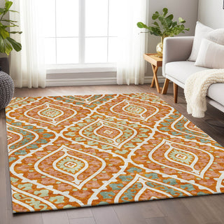 Piper Looms Mayfield Diamond AMF761 Orange Machine Washable Area Rug Lifestyle Image Feature