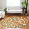 Piper Looms Mayfield Diamond AMF761 Orange Machine Washable Area Rug Round Lifestyle Image Feature