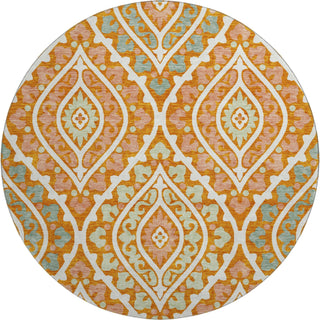 Piper Looms Mayfield Diamond AMF761 Orange Machine Washable Area Rug Round Main Image