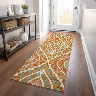 Piper Looms Mayfield Diamond AMF761 Orange Machine Washable Area Rug Runner Lifestyle Image Feature