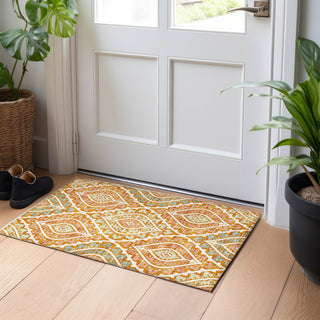 Piper Looms Mayfield Diamond AMF761 Orange Machine Washable Area Rug Scatter Lifestyle Image Feature
