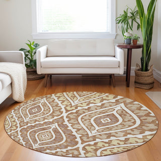 Piper Looms Mayfield Diamond AMF761 Paprika Machine Washable Area Rug Round Lifestyle Image Feature