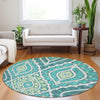 Piper Looms Mayfield Diamond AMF761 Teal Machine Washable Area Rug Round Lifestyle Image Feature