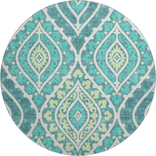 Piper Looms Mayfield Diamond AMF761 Teal Machine Washable Area Rug Round Main Image